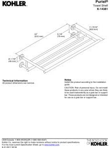 Miniatura 2 de Kohler K-14381-BV Purist - Toallero de bronce cepillado vibrante