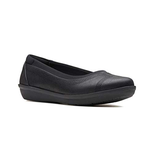 Clarks Clarks Women's Ayla Low Ballet Flat, Black Synthetic Nubuck, 6 M US