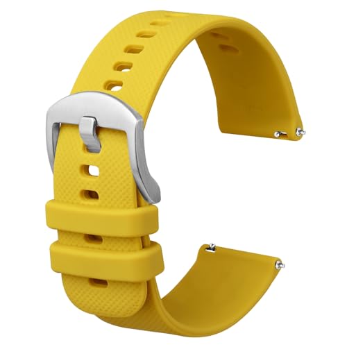 Bracelet montre silicone 16mm jaune caoutchouc interchangeable pour homme femme