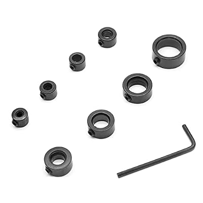 8Pcs Drill Bit Depth Stop Collar Set, Drill Bit Depth Collar Stopper Metal Shaft Screw Collar Include (1/8, 5/32, 13/64, 15/64, 5/16, 25/64, 15/32, 5/8)