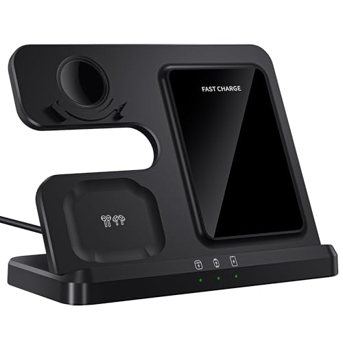 Wireless Charger for Samsung, 3 in 1 Charging Station for Galaxy S25/S24/S23, Watch 8/7/6, Galaxy Buds 3/2/Pro,No Adapter (Black)