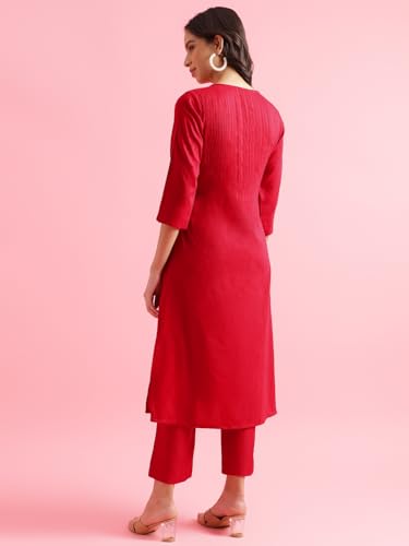 Image of Hritika Magenta Viscose Rayon Straight Pattern Kurtaset (HRKB0048MGNTA XXL)