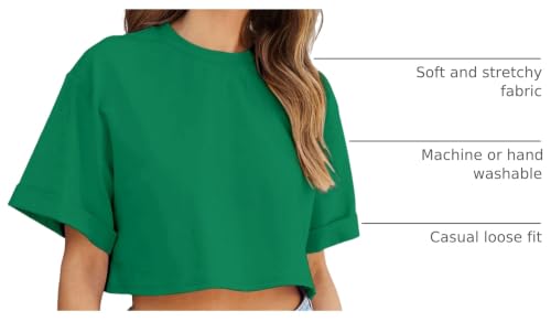 Image of Tankaneo Women Crop T-Shirts Half Sleeve Drop Shoulder Cropped Tops Y2K Casual Summer Basic Tees