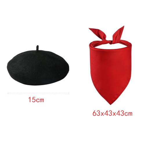 Set Disfraz Artista para Perro Boina Roja y Pañuelo miniatura 5