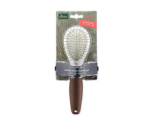 HUNTER SPA Kombibürste Bürsten und Pflegen, für Hunde, 22,0 x 7,5 cm, L, grau / braun
