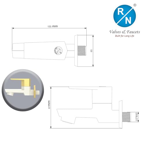 Image of RN PTMT Bib Cock for Bathroom | 15mm Foam Flow Water Tap with Flange | Luxury G20 Series Faucet | High-Grade Engineering Polymer Tap (Ivory Bright Gold Dual, Pack of 2)