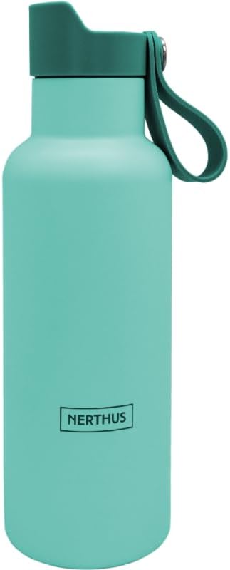 NERTHUS FIH 1332 500ml Double Walled Click & Drink! Sports Bottle with Snap Cap, Hydration and Style in a Premium Turquoise Design