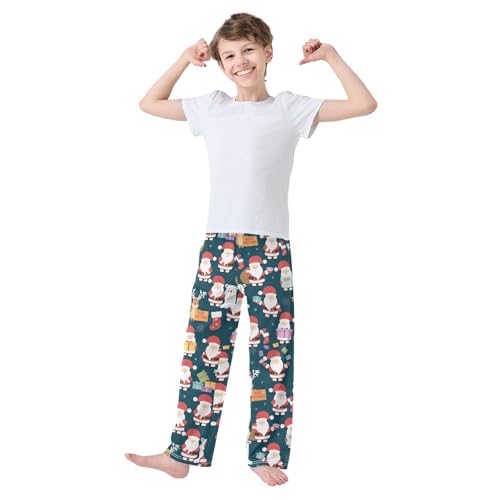 ZZXXB Xmas Santa Claus Moose Boys Long Pants Soft Trousers Elastic Waist Kids Lounge Bottoms with Pockets S-XL2