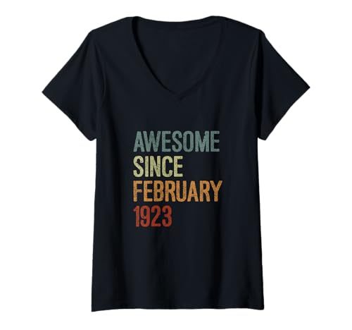 Impresionante desde febrero de 1923, regalo de cumpleaños divertido retro Camiseta Cuello V