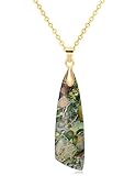Wovanoo Nature Stone Necklaces for Women Boho Gemstone Pendant Necklace 18K Gold Chain Necklaces Green Gold