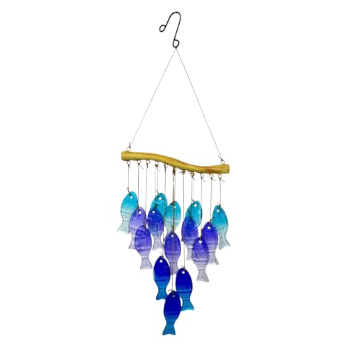 Wind Chimes de exterior | Campana eólica de jardín - Decoración artística azul para jardín, terraza y porche