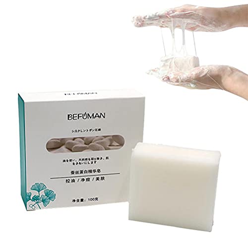 Jabón Blanqueador de Proteína de Seda, 1 Unidad de Jabón de Mascarilla Facial de Proteína de Seda, Jabón Hecho a Mano con Control de Aceite, Limpieza de Leche de Cabra