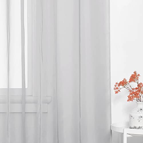 Image of NICETOWN Sheer Curtains for Bedroom, Rod Pocket Soft Voile Sheer Panels Decorative Draperies Lightweight & Airy for Flat /Apartment, 60 inch W by 63 inch L, 2 Panels, Light Grey