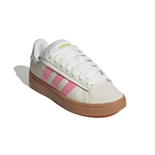 adidas Women's Grand Court Alpha 00s Sneaker, Off White/Bliss Pink/Gold Metallic, 8