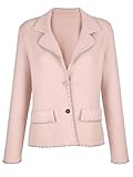 Idealer Kombipartner Alba Moda Damen Strickjacke mit Reverskragen in Rosenholz mit Glanzgarn- Akzenten