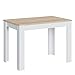 HOMN LIVING Mesa Fija Silo Color Roble y Blanco, Mesa Cocina, 109 cm (Ancho) 67 cm (Profundo) 78 cm (Altura)