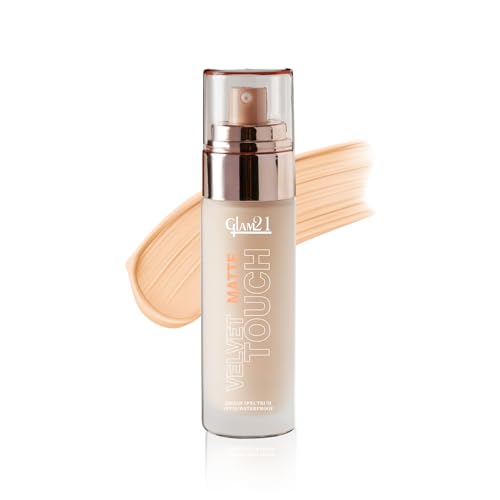 Image of Glam21 Velvet Touch Oil Control Silk Foundation|Waterproof, High Coverage, Velvet Matte Finish,Ultimate Full coverage, Lightweight and Breathable,SPF 35 Long Lasting|Beige-50gm