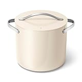 Caraway Stock Pot - Olla con revestimiento de cerámica de 12 cuartos de galón con tapa, color crema
