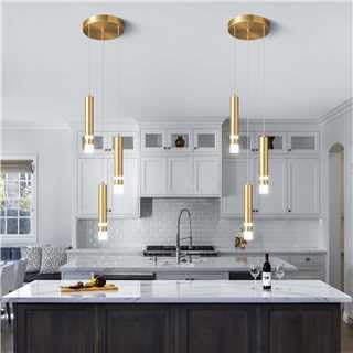 ZPBSJ Modern Pendant Light Adjustable Height LED Gold Mini Pendant Light for Kitchen Island Bedroom Bedside Table Small Pendant Lights(3-Lights) - Image 3