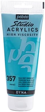 Pebeo 832-357 Studio Acrylics High Viscosity, Fine Acrylic, 100 ml - Iridescent Blue Green