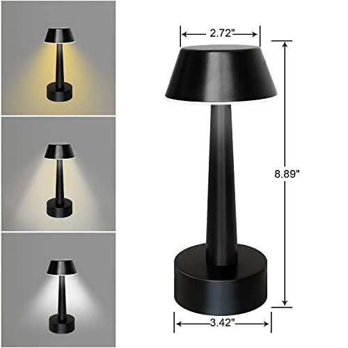 Umexus 2 Pack Rechargeable Small Cordless Table Lamp, Led Battery Operated Touch 3 Color Dimming Bedside Nightstand Desk Lamps Metal Portable Night Lights For Bedroom Bar Restaurant Outdoor Black #TOP6