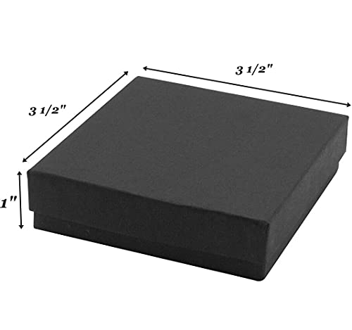 6 Pack Cotton Filled Matte Black Cardboard Jewelry Necklace Earring Bangle Anklet Pendant Bracelets Watch Gift And Retail Boxes Size 3 1/2" X 3 1/2" X 1" Inch - By R J Displays (Matte Black) #TOP3