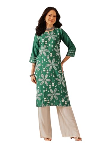 Image of Amazon Brand - Anarva Women's Cotton Printed Straight Kurti