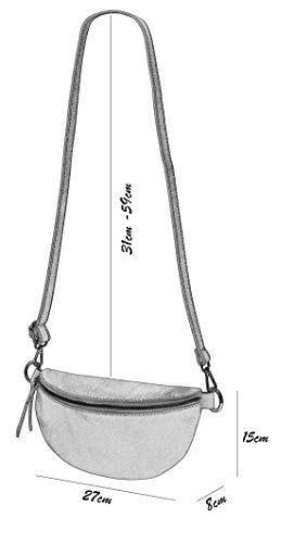 SH Leder ® Karla G359 Heuptas voor dames en heren, uniseks heuptas voor festival, reizen, buiktas, middelgrote crossbody bag, dames, leren tas, 27 x 15 cm, zwart, Medium - Image 5