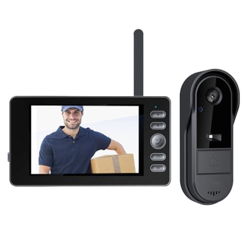 Sonnette sans Fil avec Camera IP65 étanche Exterieur Bluetooth avec écran IPS de 4.3 Sonnette sans Abonnement 120° Vision Nocturne interphone Portier Video Audio Bidirectionnel,Pas WiFi,Pas APP