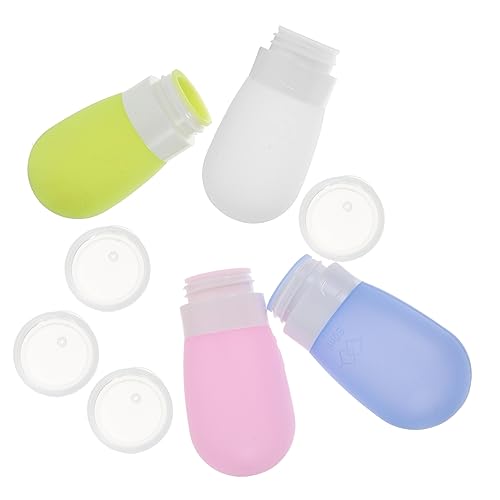 SMASOLO 4 piezas Botellas de Viaje Rellenables de Silicona Kit de Recipientes Portátiles para Champú y Lociones Contenedores Ligeros y Prueba de Fugas para Cosméticos y Actividades