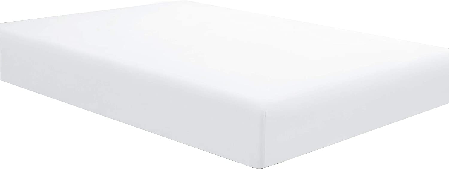 Elastic Fitted Bedsheets Single Bed Size 400 TC - 100% Pure Cotton Elastic Bedsheet Single Bed Only (36 x 75 Inches)_with 8 Inch Drop- Color_White Solid [ Fitted Sheet Only Pillow Cover Not Included