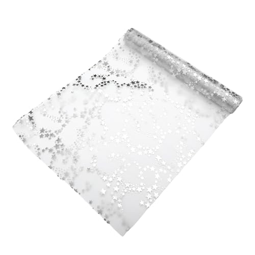 Chemin de table anti-plis en polyester argenté étoilé pour repas de fête réussi