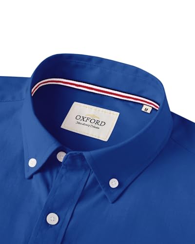 Image of Alimens & Gentle Mens Solid Oxford Shirt Long Sleeve Dress Shirt Work Casual Button Down Shirts with Pocket