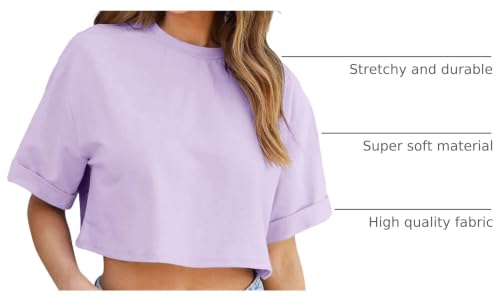 Image of Tankaneo Women Crop T-Shirts Half Sleeve Drop Shoulder Cropped Tops Y2K Casual Summer Basic Tees