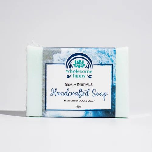 WHOLESOME HIPPY Sea Minerals Blue Green Algae Magnesium Soap, Handmade