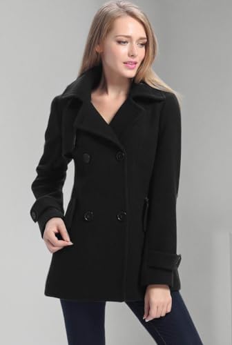 BGSD Women Piper Wool Blend Hooded Short Walking Pea Coat (Also available in Plus Size and Petite)4