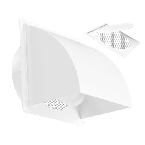 Drasum 6 Metal Dryer Vent Cover Outside HeavyDuty Iron Exhaust Hood White