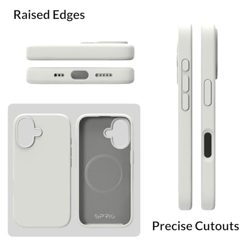 Image of SPRIG Compatible with iPhone 16 Premium SilkMag (Liquid Silicone Magnetic) Back Cover Drop Tested Shock Proof Mobile Case for Men, Women, Boys and Girls with Camera Protection (Light Grey)