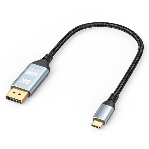 DoroJepi USB C to DisplayPort 1.4 Cable 1FT, 8K@60Hz Short USBC to DisplayPort 1.4 Cable 4K@240Hz Compatible with Thunderbolt 5/4/3, MacBook, Laptop, Mac mini, iPad, iPhone 16/17, Galaxy, G8/G9