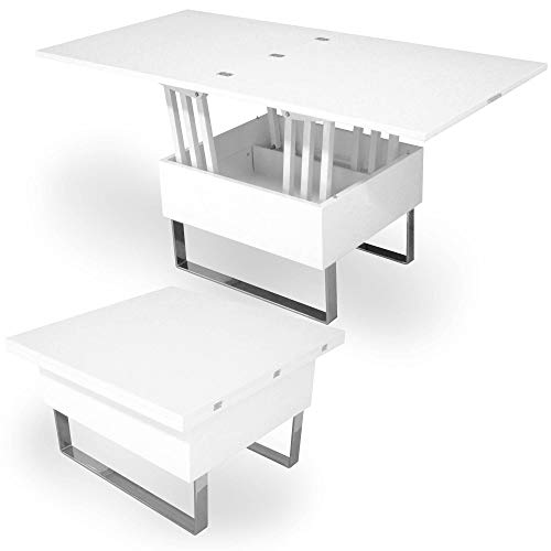 DecoInParis - Mesa baja elevable multifunción Woods lacada (blanco)