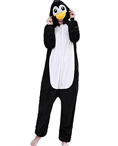 LATH.PIN Penguin Onesie Pajamas for Adult Unisex Animal Cosplay Halloween Penguin Onesies Costumes Lounge Wear Sleepsuit