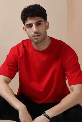 Image of Men's 240 GSM Cotton Oversized Tee - Heavyweight Bio-Washed Fabric | Premium Street Style | Super Soft, Thick & Breathable T-Shirt