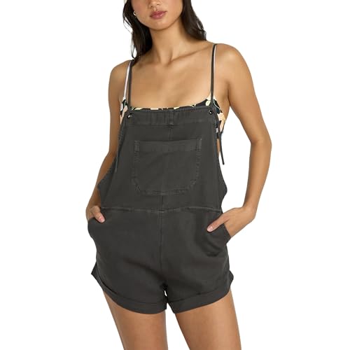 Billabong womens Wild Pursuit Short Overall Rompers, Off Black, Medium US