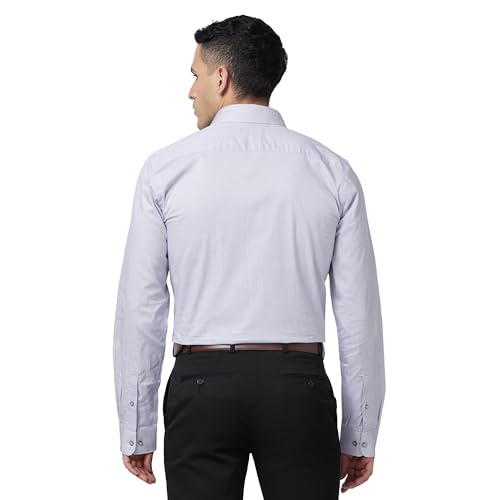 Image of Raymond Men Slim Fit Structure Pattern Pure Cotton Semi Cutaway Collar Full Sleeve Formal Shirt