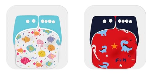 Image of Ambaby Organic Cotton Cloth Diapers - Pack of 4 | Leak-Proof & Reusable | 250ml Absorption | 2 Covers 2 Inserts 2 Boosters | Rash-Free Quick Dry