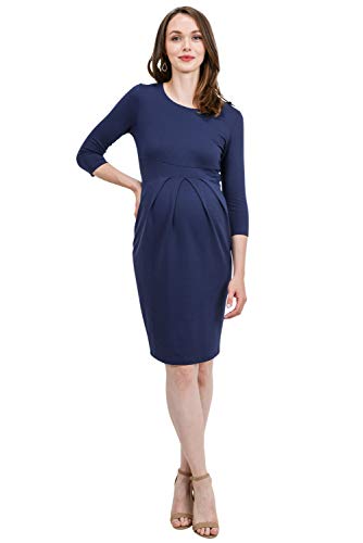 Laclef CMD1969SNVY-M Women'S Knee Length Midi Maternity Dress thumb #1