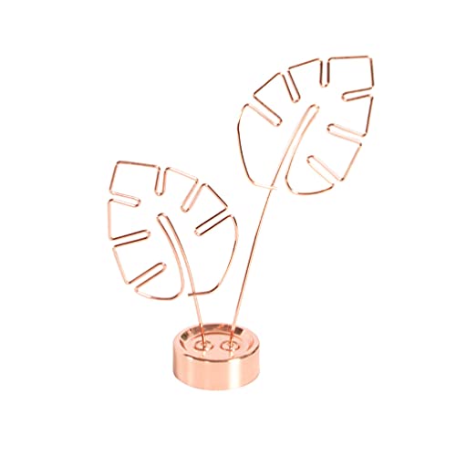 Cabilock 1pc Tabletop Photo Clip Stylish Note Holder with Stable Base for Desktop Decor Monstera Leaf Design for Memo Pictures and Table Numbers
