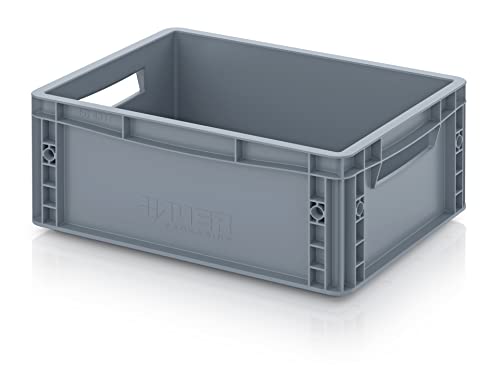 Caja de almacenamiento para euro, 40 x 30 x 17 cm, caja de almacenamiento de 15 L, apilable y estable, cajas de almacenamiento, recipiente de plástico, caja de recolección, caja de alimentos, caja de