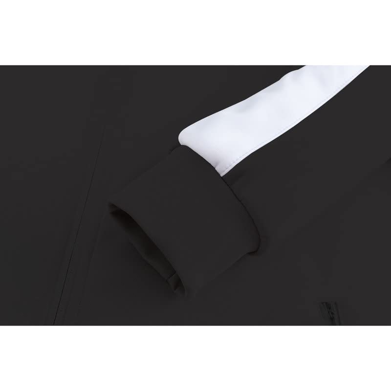 Męski dres na co dzień, kontrastowe paski, zamek błyskawiczny, spodnie sportowe, spodnie do biegania, na siłownię, odzież sportowa, 2-częściowy, z kieszeniami na zamek błyskawiczny, Czarny, M