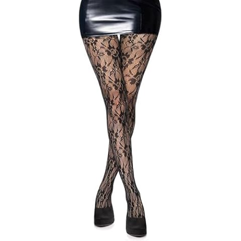 Simply Joshimo Black Floral Rose Lace Fishnet Tights Cover